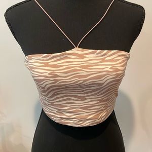 Forever 21 Tan Zebra Print Crop Top